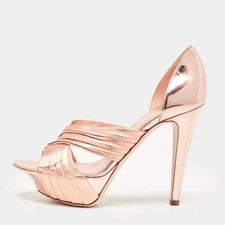 Sergio Rossi Rose Gold Leather Dorsay Pumps Size 365