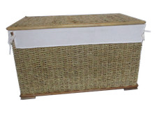 BAULE VIMINI RATTAN CM 75X45X45 H CORDONCINO DI BANANO PORTA BIANCHERIA FODERA C