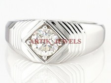 Anello In Argento Placcato Oro Bianco 14K Con Moissanite Per Uomo #2952