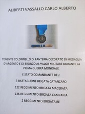  AUTOGRAFO  ALIBERTI VASSALLO CARLO ALBERTO TENENTE COLONNELLO REGIO ESERCITO