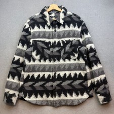 ZARA Giacca Uomo Camicia Grande Azteca Sud Occidentale Teddy Navajo Cowichan Misto Lana