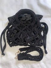 Borsa uncinetto net bag Nera Con Sacchetto Interno In Raso