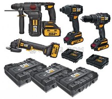 KIT TASSELLATORE TRAPANO AVVITATORE SMERIGLIATRICE +3 VALIGETTE E 4 BATTERIE CAT