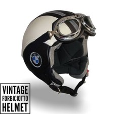 Casco vintage in pelle personalizzato ricamo BMW Retró Cafè Racer Scrambler