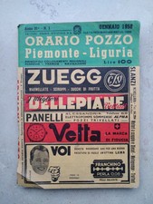 ORARIO POZZO Piemonte Liguria - Gennaio 1958 - Orari Treni - Vintage