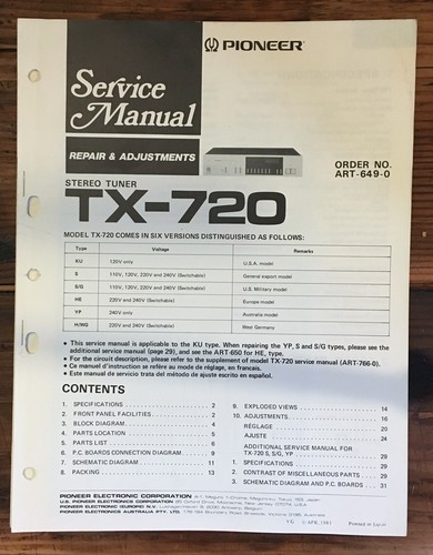 Pioneer 720 sintonizzatore - tx-720,