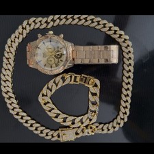 Orologio da polso uomo elegante | nuovo e mai indossato | quadrante dorato | acciaio inox