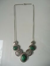 Collana In Argento, Molto Bella, Vecchia Collana, 925 Argento Con Malachite