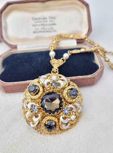Collana vintage strass marrone - vintage,