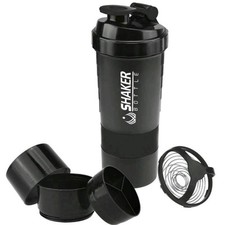 Protein Shaker - Blu/Grigio 500Ml |Shaker Proteico Con Tappo a Vite, Setaccio &