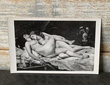ART NOUVEAU GUSTAVE COURBET 2 NUDE WOMEN SLEEPING IN BED. RP POSTCARD c1900’s 