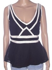 Zara Top Blusa Blouse Woman Donna Nero Cotone Senza Maniche Eur M Medium It 42