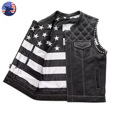Mens Black Leather Club Biker