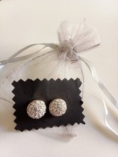 ORECCHINI SWAROVSKI VINTAGE SEMISFERA CRISTALLI BIANCHI CHIUSURA A PERNO