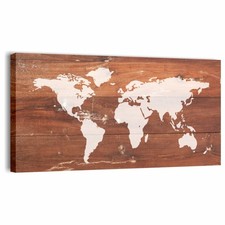 Quadro Mappamondo Vintage Stampa su Tela Mondo Astratto per Soggiorno Ufficio