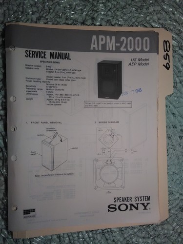 Sony apm 2000 manuale - apm-2000, di
