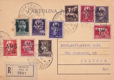 17347-A.M.G. V.G. SOPRASTAMPA SU SERIE IMPERIALE CON POSTA AEREA,RACCOM. TRIESTE
