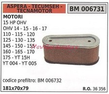 Filtro aria ASPERA motore rasaerba tosaerba tagliaerba 15 HP OHV 14 15 006731
