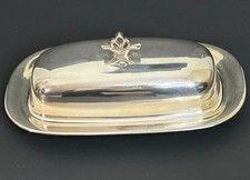 Squisito piatto burro in argento sterling Reed and Barton con inserto in vetro