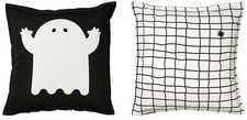 IKEA KUSTFYR Copricuscino Halloween Modello Fantasma Bianco/Nero 50x50 cm 20x20"