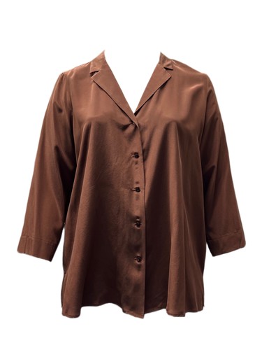 Camicia seta marrone con - camicia, in