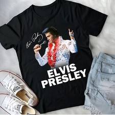 T-shirt maglietta Elvis Presley cotone nero tutte le taglie uomo donna C022
