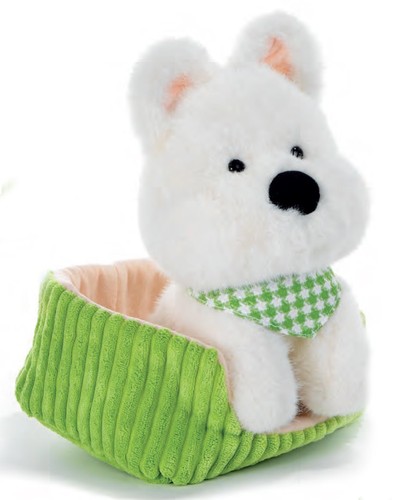 Peluche cane bianco con - peluche, cuccia