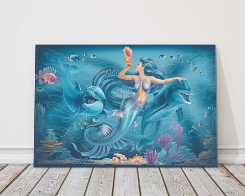 Quadro colorato sirena delfini