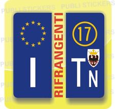 ADESIVI BLU RIFRANGENTI PER TARGA AUTO EUROPEA CON PROVINCIA E SIMBOLO TRENTO 