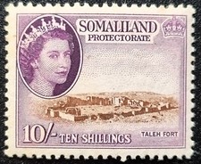 SOMALILAND 1953 10s BROWN &