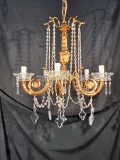 LAMPADARIO OTTONE DI FUSIONE 5 LUCI STILE CLASSICO CRISTALLO DESIGN SWAROVSKY