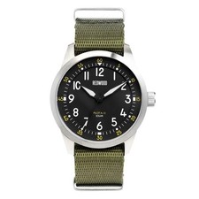 Redwood Pilot A-13 Solare Acciaio Nero Tessuto Verde Militare Orologio Uomo