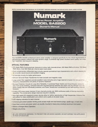 Numark sa2200 2200 - sa2200, sa-2200