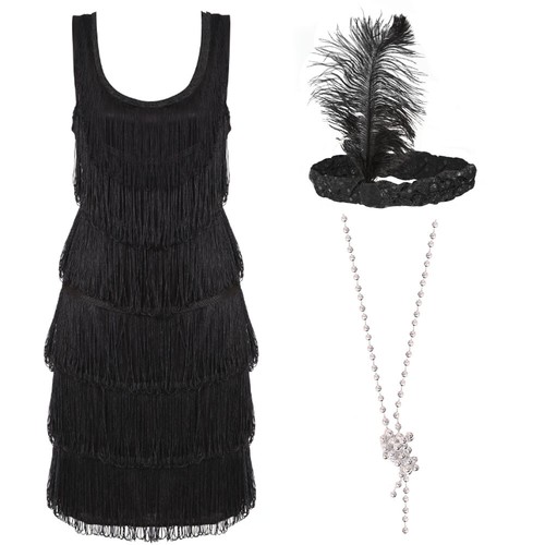 Abito flapper nero deluxe - abito,