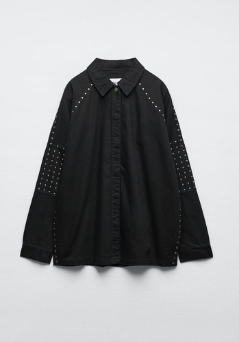 Giacca denim con - borchie, zara