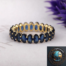 Anello oro 18 carati zaffiro blu settembre pietra nascita gioielli regalo...