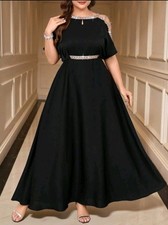 Abito da donna lungo nero manica corta vestito curvy taglia forte 3XL