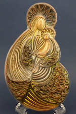 A. BIANCINI Madonna dell'Ospitalità placca futurista Ceramica Maiolica a lustro