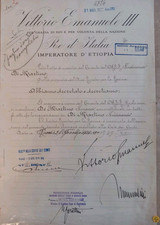 BENITO MUSSOLINI E VITTORIO EMANUELE - Autografi su decreto Regno D'Italia 1939