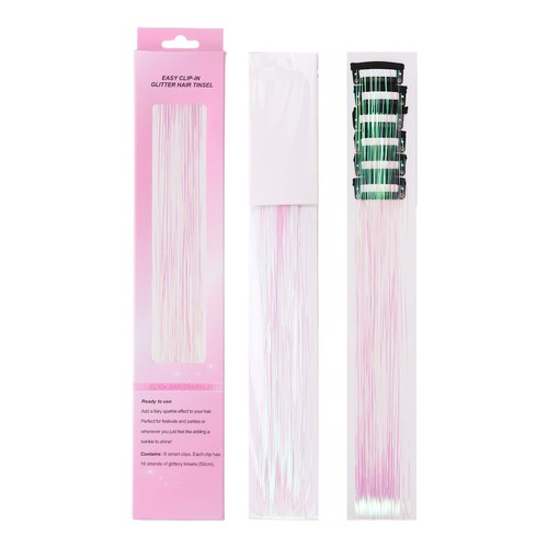 6pcs clip hair tinsel - 6pcs, in