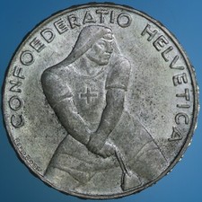 SVIZZERA 5 FRANCHI 1939 LAUPEN