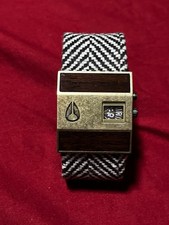 ULTRA RARA NIXON ROTOLOG marrone/ottone bicolore con fascia a spina di pesce "CAMPIONE"