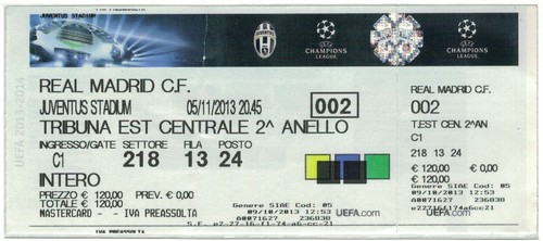 Biglietto juventus real - juventus, madrid