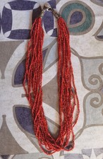 Collana Torchon in perline di vetro-corallo