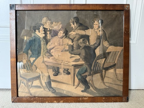 Antico dipinto scena taverna