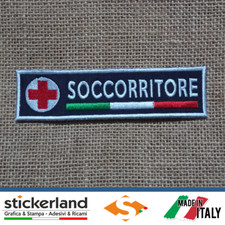 Toppa Patch Croce Rossa Italiana CRI - SOCCORRITORE su base blu navy con velcro