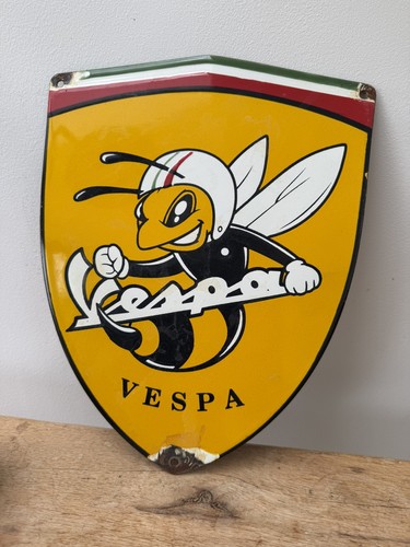 Enamel vespa sign - enamel, vintage