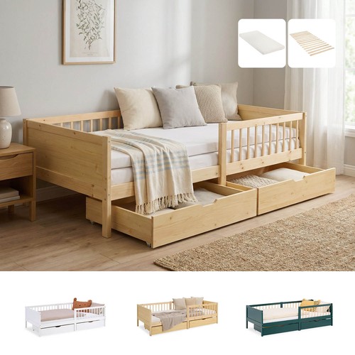 Lettino 90x200 bianco verde - 90x200,