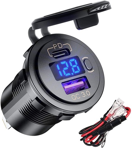 12v usb presa auto - qc, pd