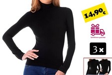 3PZ Dolcevita Lupetto da Donna in morbida Microfibra Maglia Invernale Collo Alto